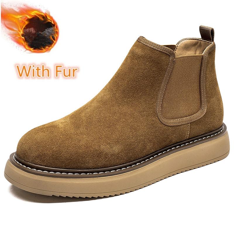 Men's Retro Suede Leather New Arrival Chelsea Boots Men Fashion Ankle Boot Mens Casual British Style Short Boots High-Top Shoes