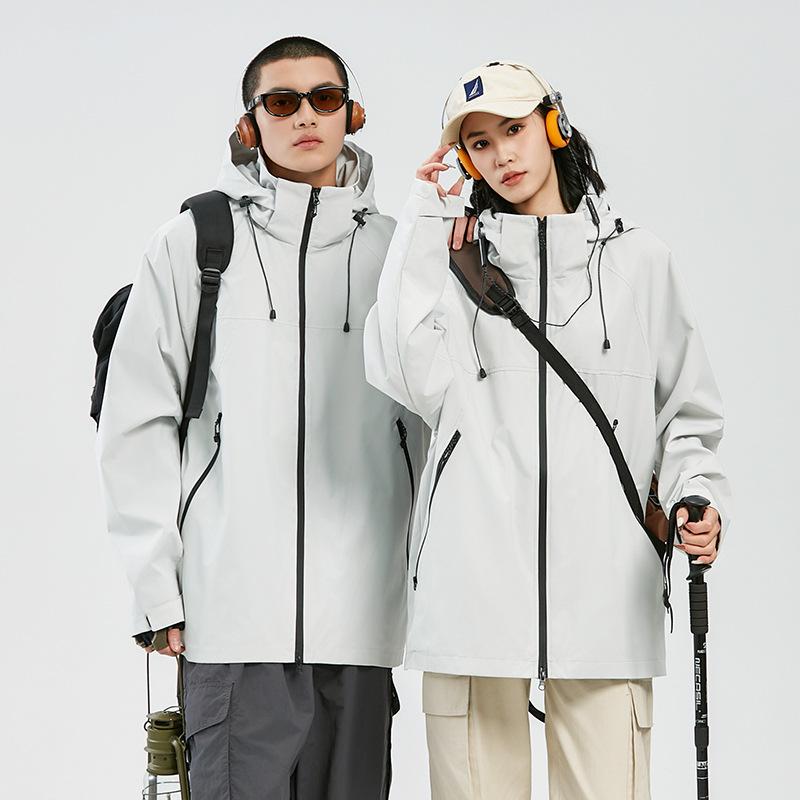 Spring New Couple Style Jackets, Mountain Style Outdoor Trendy Brand Loose Hooded Windproof Jackets for Men and Women