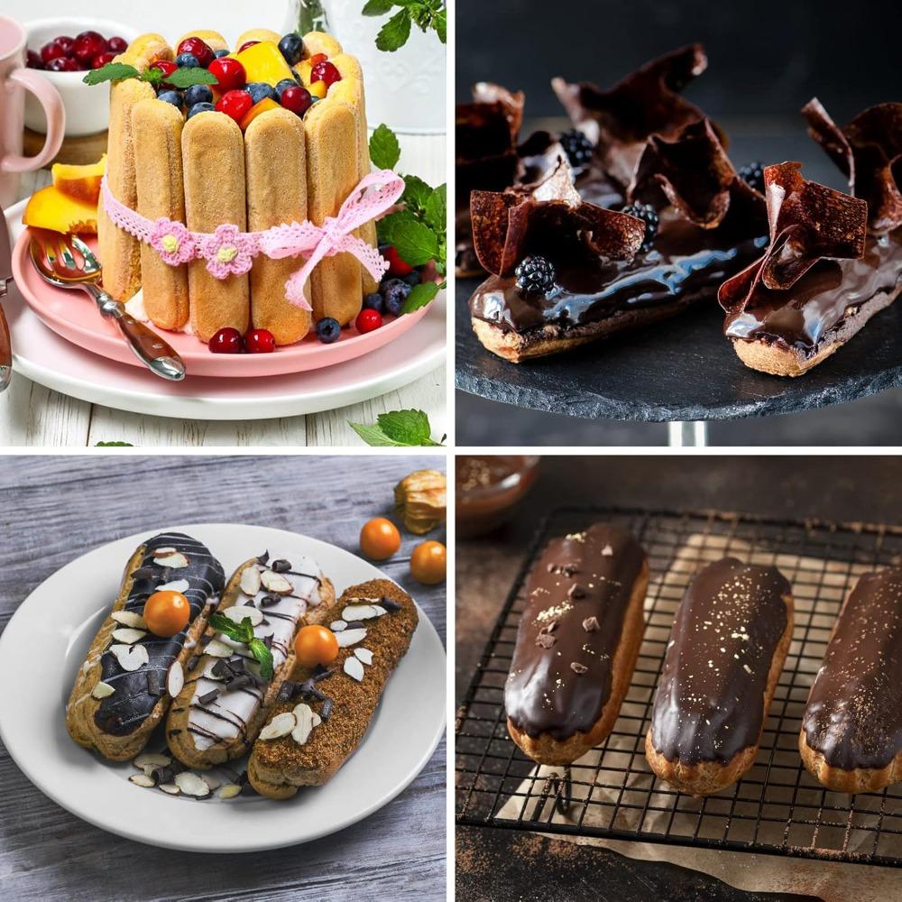 Finger Biscuit Silicone Mould 8 Cavities Cereal Bars Baking Mould Nonstick Chocolate Bar Mold for Eclair Bread Muffin Mould