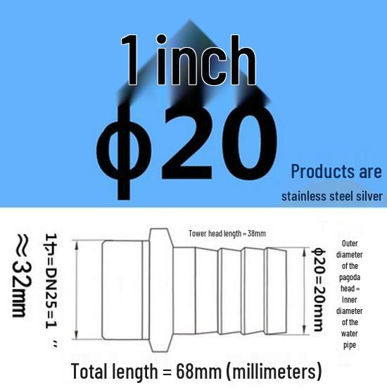 304 Stainless Steel Hex Threaded Water Hose Barb Connector