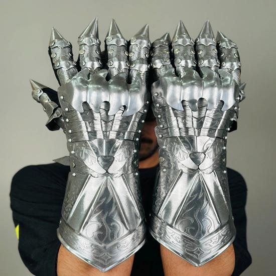 Nazgul Etching Gloves Set Medieval Knight Gauntlet Gloves Pair Best Halloween Costume Role Play Cosplay Gloves Best Gift Item
