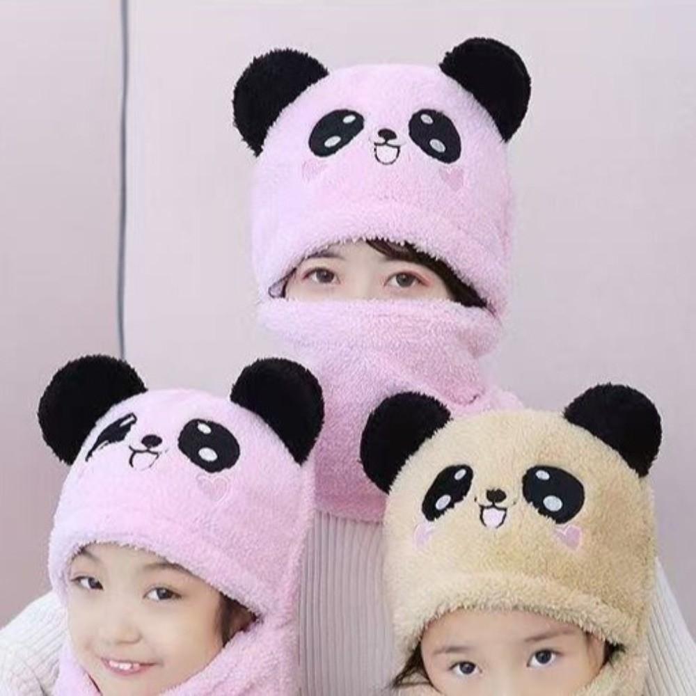 Cartoon Kids Winter Hats Panda Warm Bonnet Scarf Fashion Kids Plush Hat Outdoor