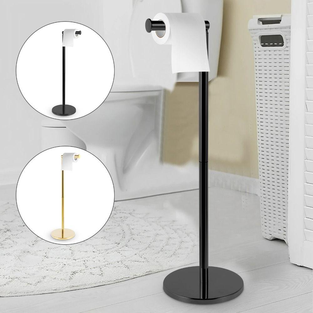 Rust-Proof Stainless Steel Paper Roll Stand Single Pole Floor Standing Paper Dispenser Bedroom