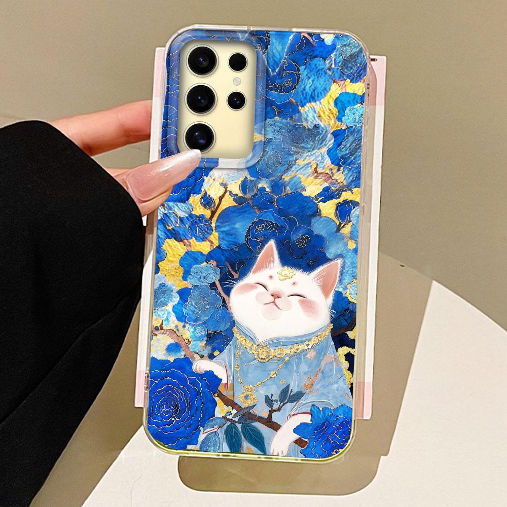 Чехол для телефона Lucky Cat Vortex Texture для женщин и девушек для Samsung Galaxy S25 Edge S24 S23 S22 S21 FE Plus Ultra Shell Задние сумки Чехол