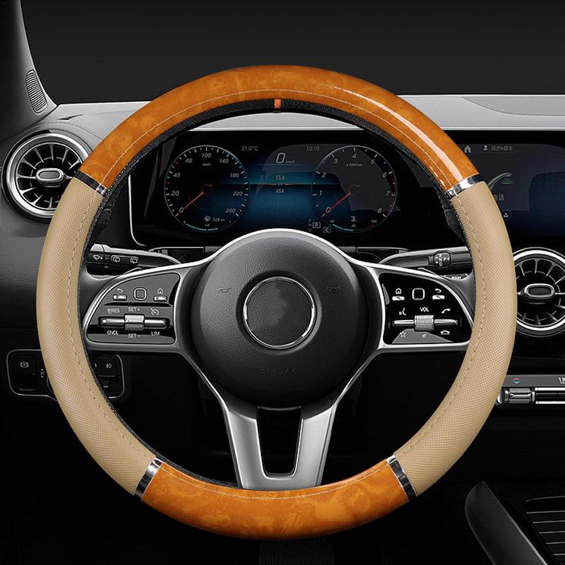 38CM Steering Wheel Cover Car Steering Wheel Cover For Men Women Wheel Cover Wood Grain Print Anti-Slip Car Accessories