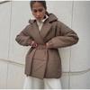 Belt Solid Color V Neck Women Coat Long Sleeve Thicken Female Jacket Winter Autumn Lace Up Pocket Fashion Lady Outwear