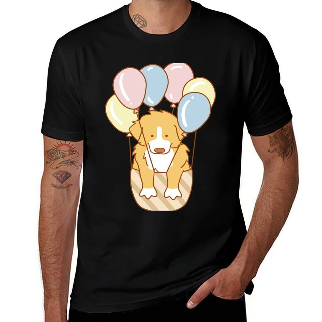 Puppy and Balloons TShirt Simple Trendy Casual TShirt