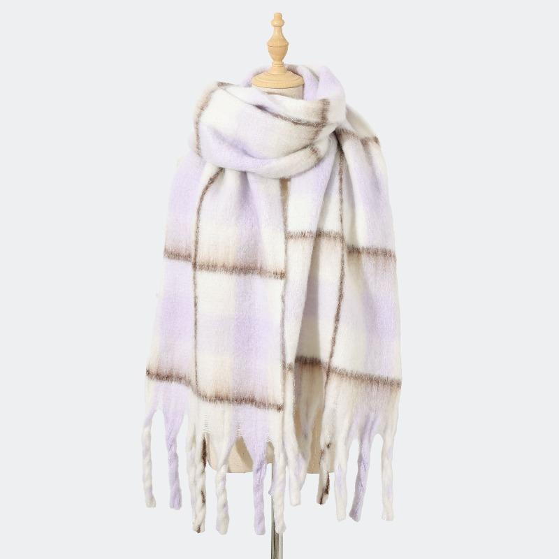 Plaid Scarf Women's Winter High-end Mohair College Large Length Thickened Warm Couple Scarf