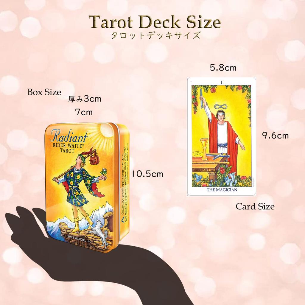 ЛАНГ Таро Райдера Популярное у Начинающих Таро с Японским Таро Уэйта Сияющее в Жестяной Коробке Карты, Издание 78 Карт, [Сияющий Райдер-Уэйт] (Банка)