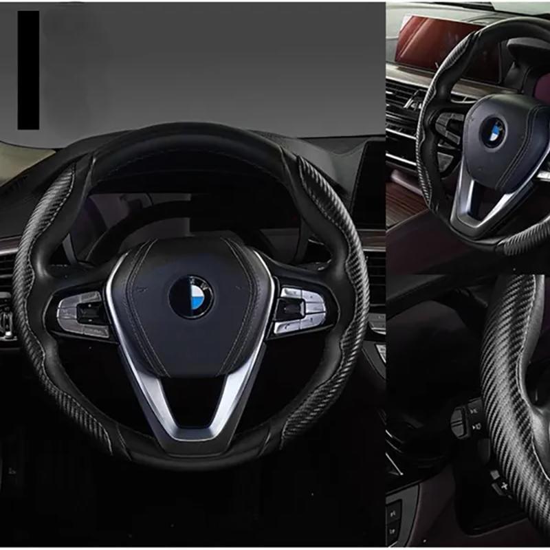 Новый замшевый чехол из углеродного волокна, автозапчасти, защитный противоскользящий чехол на руль, универсальная защита рулевого колеса автомобиля для автомобильных аксессуаров