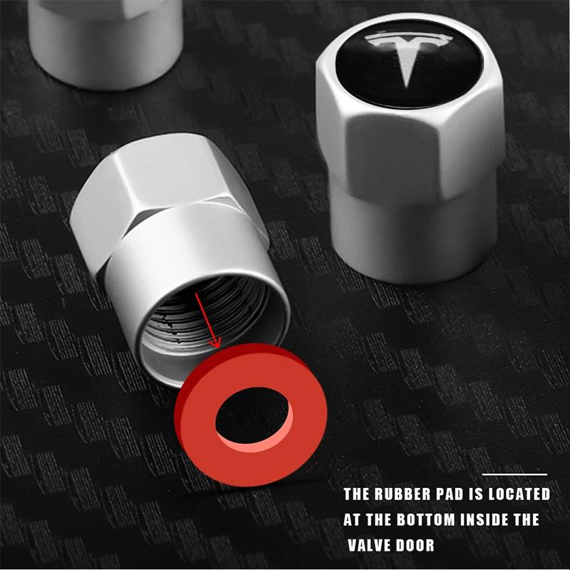 ALL1 4Pcs Car Wheel Tire Valve Caps Air Stem For Tesla Model S Model X Model Y Model 3 Roadster SpaceX Tyre Plug Auto Tools Accessory
