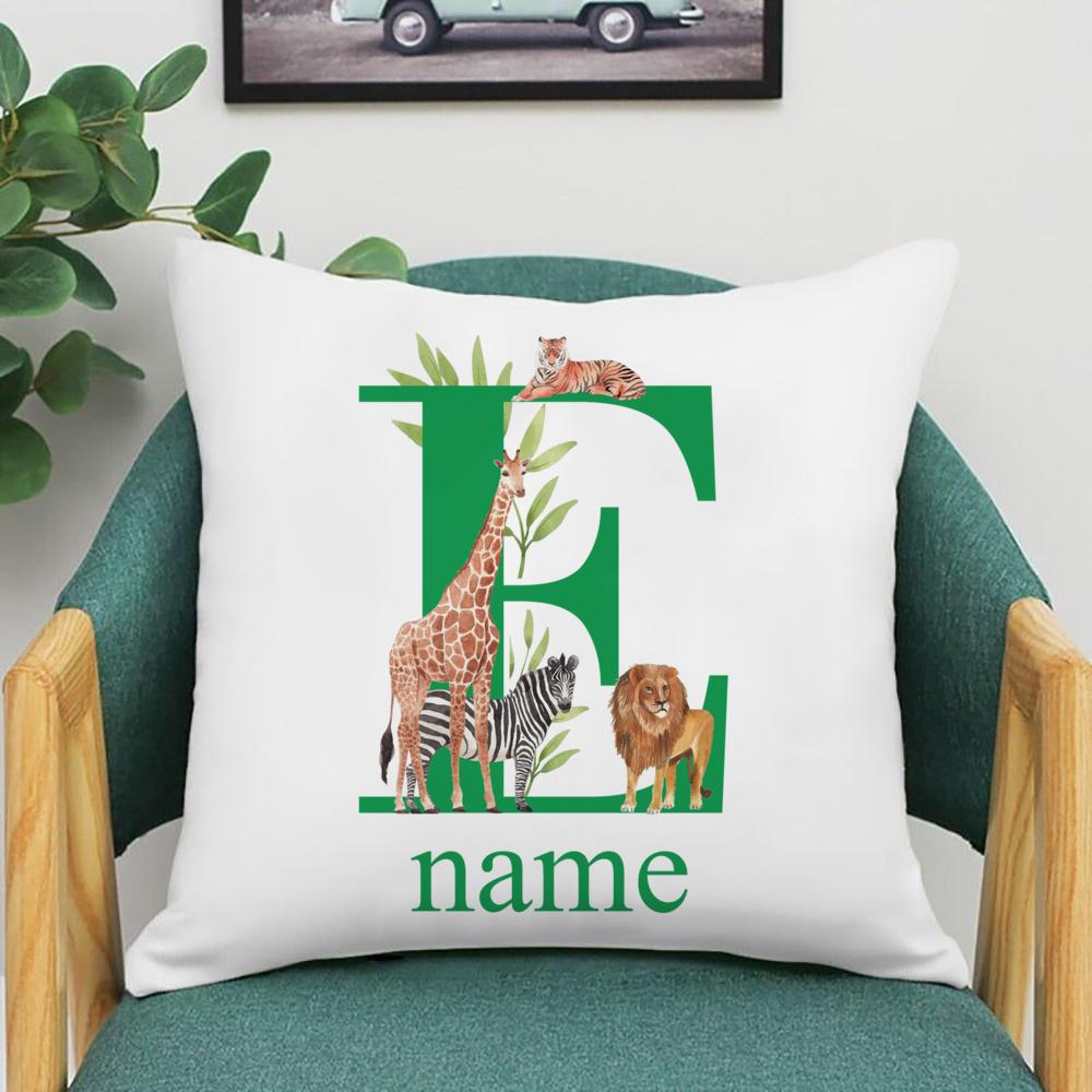 Personalized Pillowcase Safari Animal with Name Pillow Cover Kids Bedroom Wild Party Decor Pillow Case Kid Birthday Shower Gifts