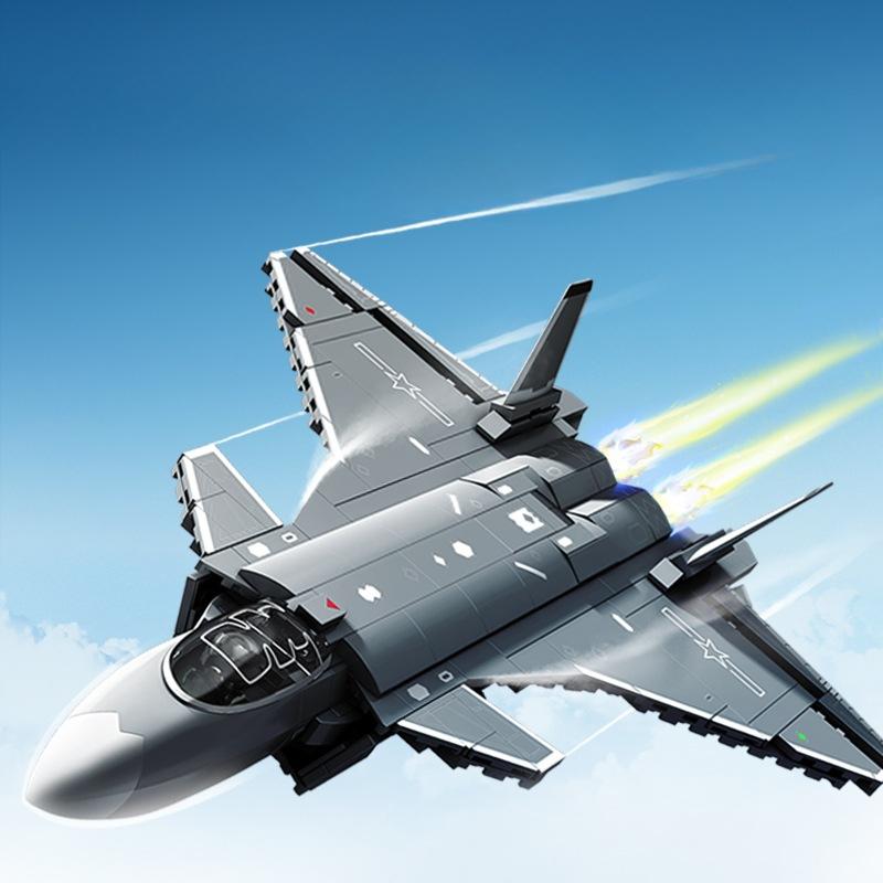 585pcs Military Series Chinese Air Force J-20 Stealth Fighter Building Blocks Toy Gift for Children No Box