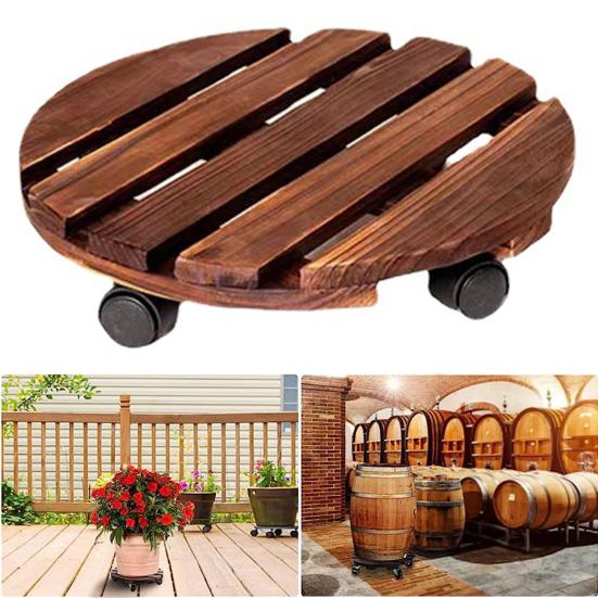 2 шт. круглая деревянная подставка для растений с колесами прочная несущая без сборки