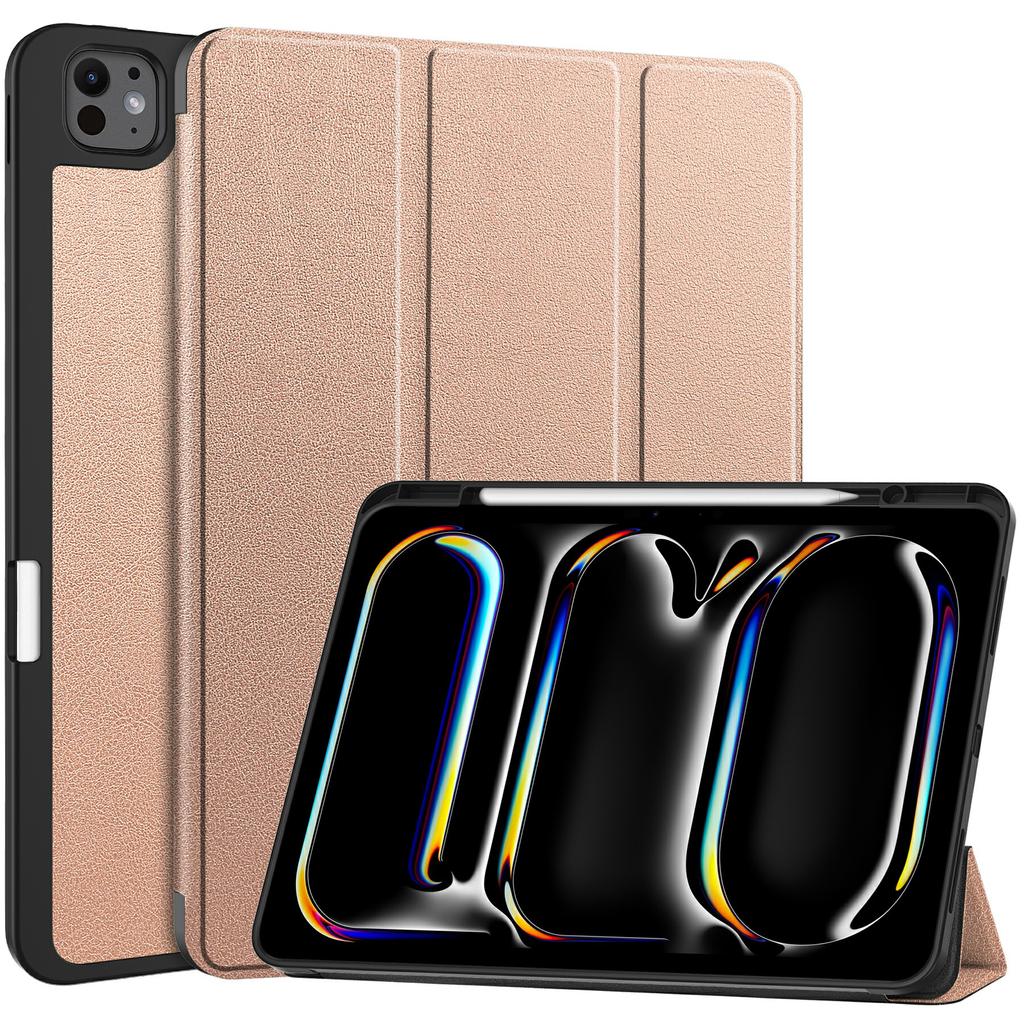 For iPad Pro 13 (2024) Stand Case Shock-Absorbent Leather Tablet Cover with Pen Slot