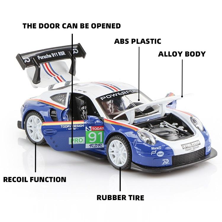 Porsche 911 GT3 RSR Match Version Моделирование Литые игрушечные машинки Звуки и свет Инерционный автомобиль 1:32 Сплавная Модель Суперкара