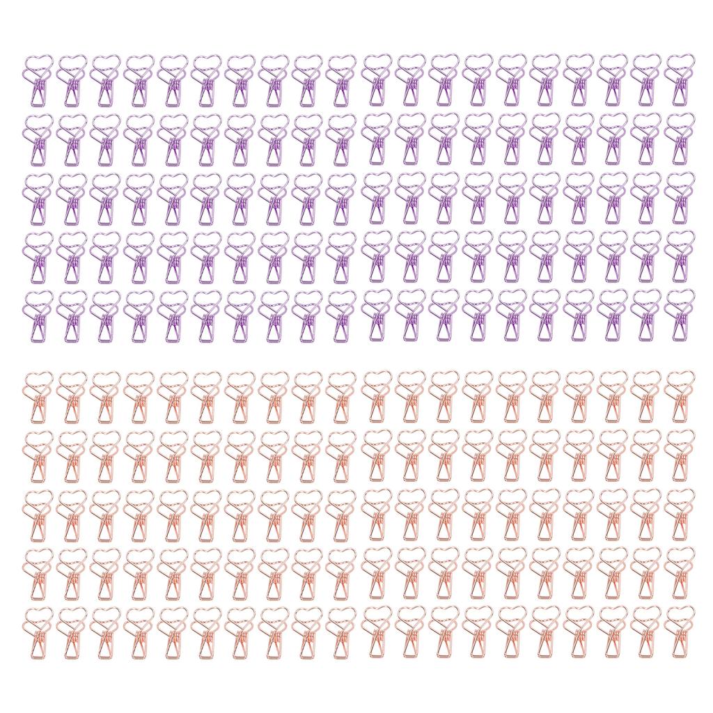 100 Pcs Clips Hollow Heart Shape Strong Clamping Force Metal Small Clips for Office Do