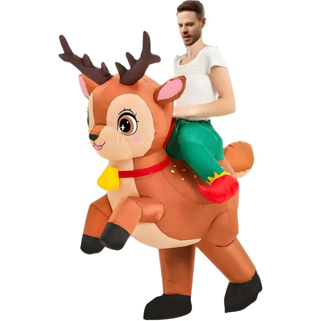 Inflatable Christmas Costume: Santa Claus Riding Reindeer Suit