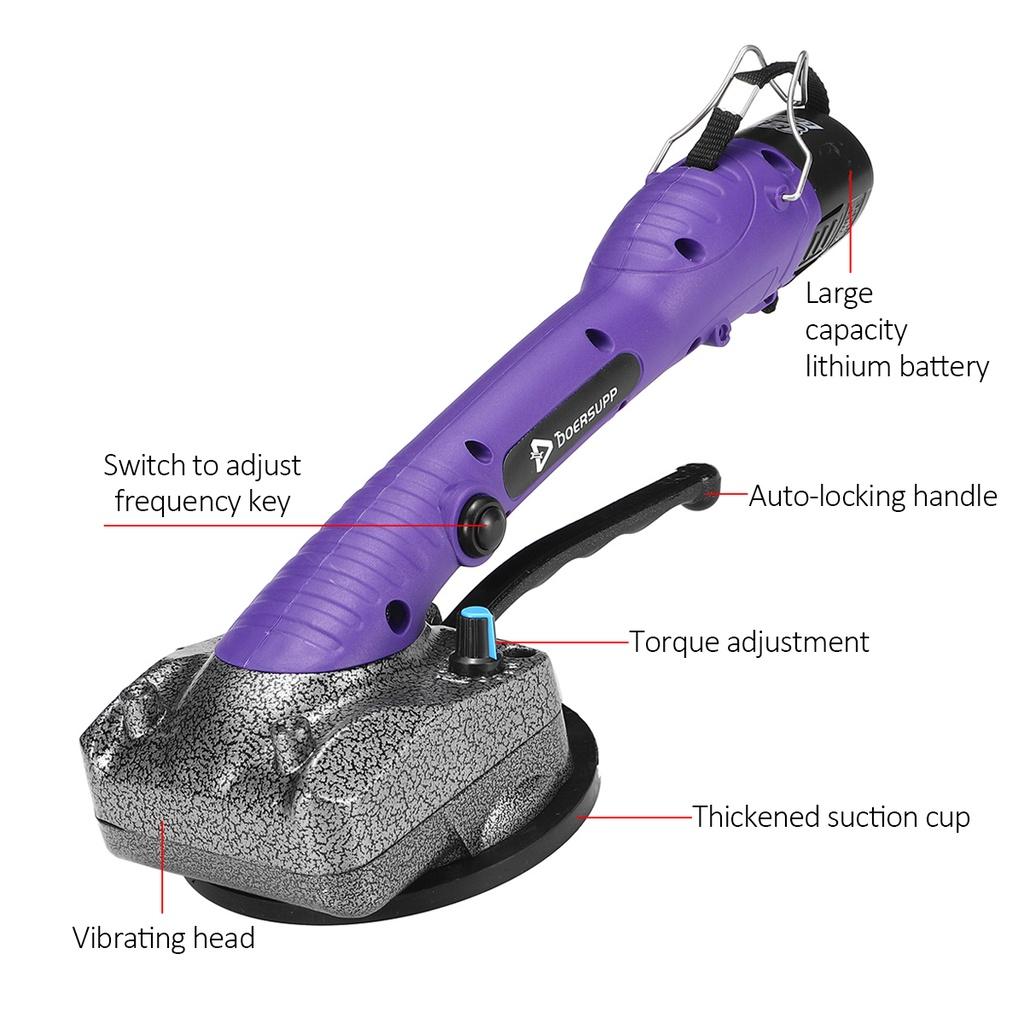 1500W Tiling Tiles Machine Tile Vibrator Suction Cup 10 Gear Adjustable Automatic Floor Vibrator Leveling Tools with 2 Battery