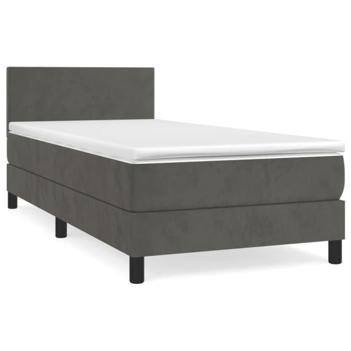 VidaXL Divan Bed and Mattress Dark Grey 80x200 Cm Velvet - Model 3141150