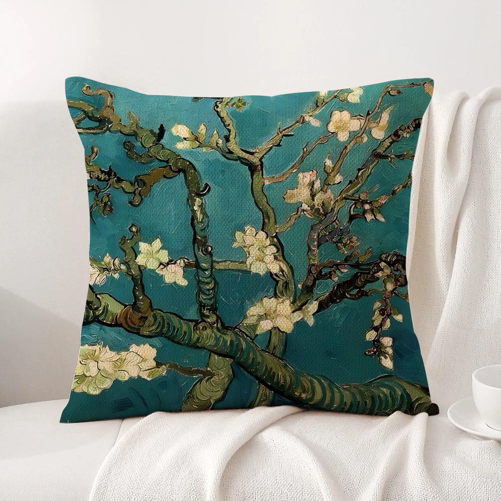 Classic VVanGogh Art Cushion Cover Natural Linen Organic Fabric DoubleSided Printing Sofa Home Decor Gift Pillow Cover