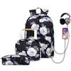 Floral Girls Backpack for School Lightweight Bookbags Satchel College Bags Teen Girls Kids School Bag Set Women Travel Daypack