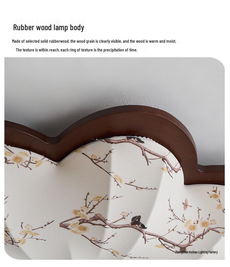 Китайская люстра эпохи Сун: Ретро Ткань и Дерево Грецкого Ореха Зенитный Потолочный Светильник