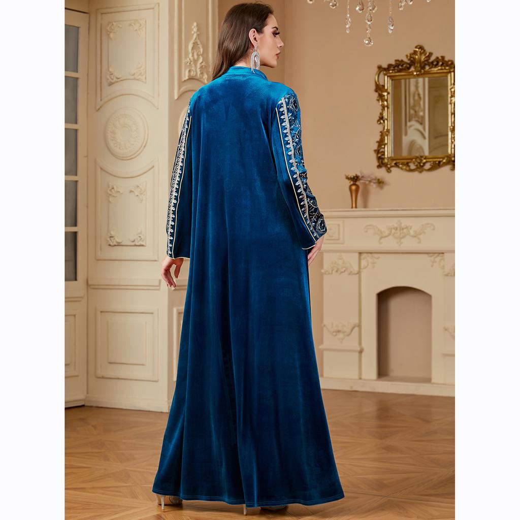 Рамадан Ид Джалабия Мусульманское платье Дубайская вечеринка Vestidos Вышитые арабские длинные халаты Марокко Саудовская Абайя Кафтан Исламские платья