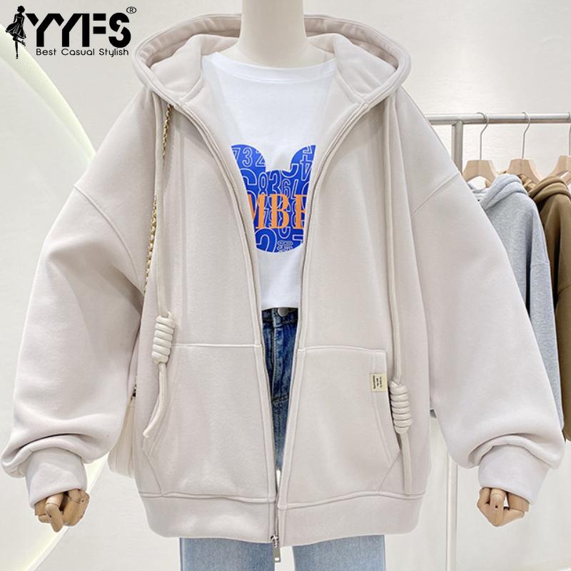 YYFS Женские модные повседневные однотонные куртки с капюшоном и пальто с капюшоном на осень и зиму с однотонным принтом