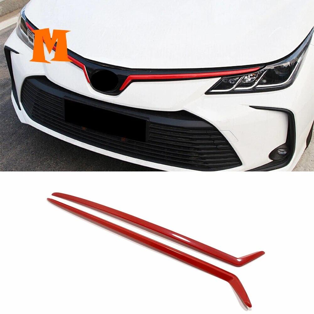 Карбон/черный/синий/красный для Toyota Corolla Sedan-аксессуары для передней части автомобиля, центральная решетка, декоративная полоса для забора, крышка