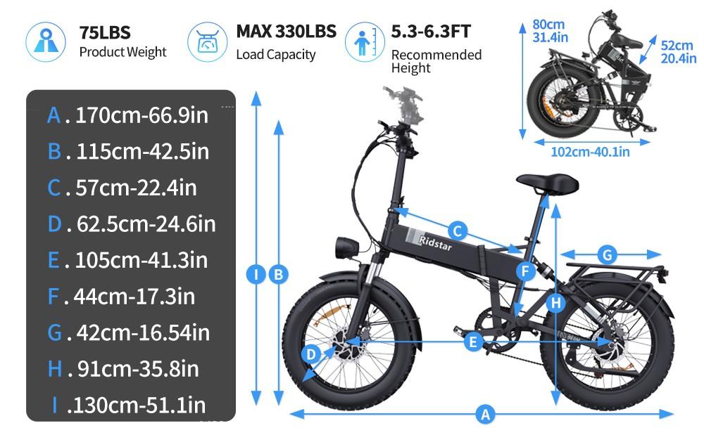 Ridstar H20 Pro Electric Bike, 1000W*2 Motor, 48V 23AH Battery, 20*4 Inch Fat Tires, 49km/h Max Speed, 112km Range