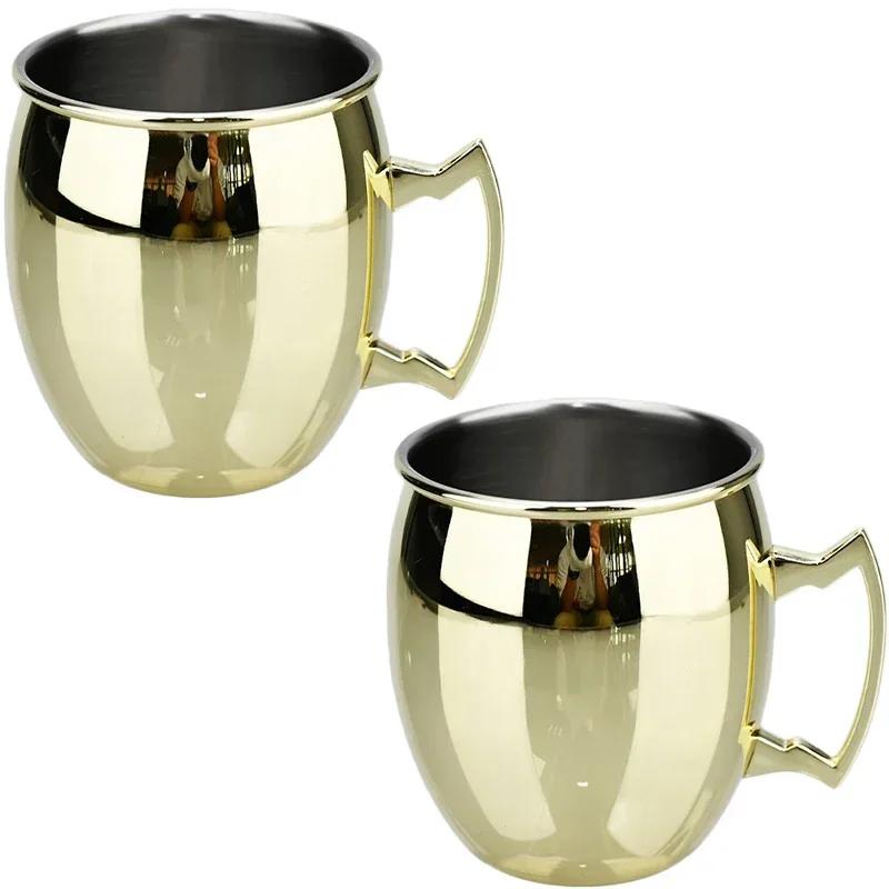 2 шт., новая кружка для коктейля и вина, кружка Moscow Mule из нержавеющей стали с кованым медным покрытием, 550 мл, пивная кружка, барная посуда для напитков