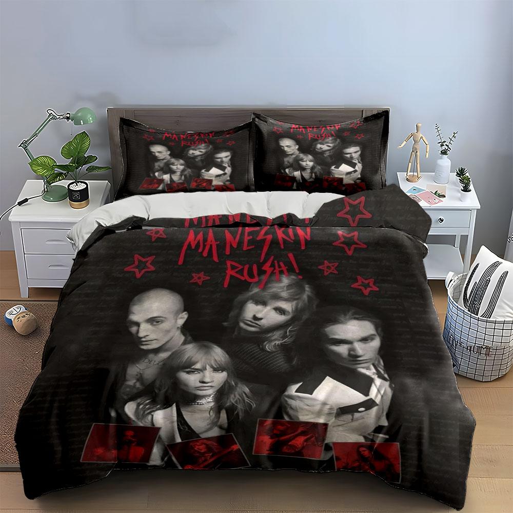 Måneskin Band Stars Design Bedding Duvet Cover Set Duvet Cover Pillowcases (1*Duvet Cover 2*Pillowcases, without duvet insert)