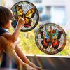 Retro Round Butterfly Flower Hummingbird Colorful Sunlight Static Glass Sticker Double-Sided Visual Window Decorative Window Sticker