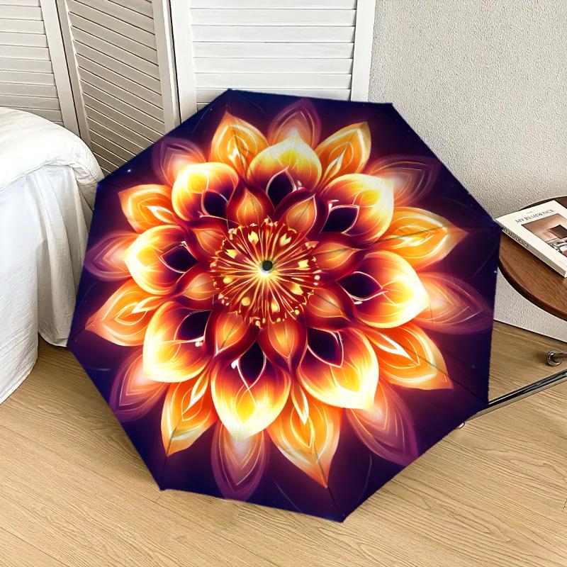 1pc Floral Mandala Design Umbrella with Plastic Handle,Suitable for All Seasons Home Travel Outdoor UmbrellaDD1211