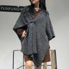 High-End Wool Knit Cape: Cozy Autumn/Winter Solid Color Shawl Coat
