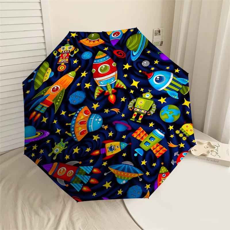 1PC space adventure Umbrella-8-Rib Reinforced, Automatic Open, Lightweight & Durable, Fashion Accessory for Outdoor-D374