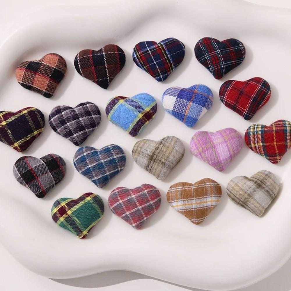20pcs Heart Button Mini Buttons Patches Plaid Cloth Clothing Sewing Buttons  Clothing Decoration