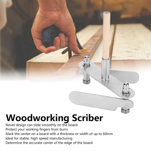 PerGar Woodworking Scribe, Stainless Steel Locator, Marking Center Finder, Centerline Tool, 60mm, Ideal Centerline Marker, Carpenter's Edge Finder, Pr