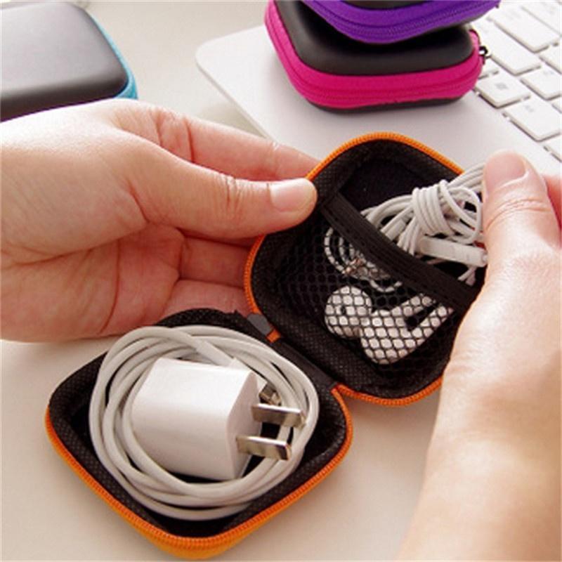 Mini Zipper Headphones Box In-ear Earphone Cases EVA Square Earbuds Headset Carry Pouch Bags