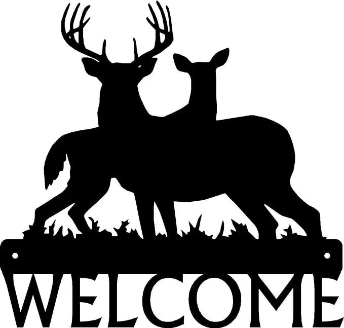 Deer Buck Artwork Shape Wall Stickers Family Shape Welcome Sign Artwork Ideal for Wildlife Enthusiasts and Home Decor
