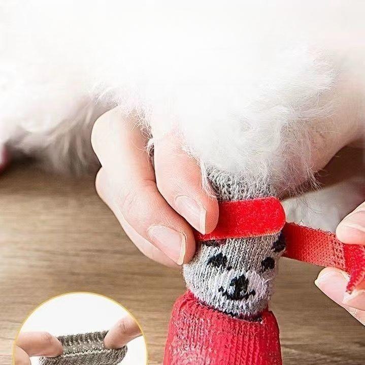 Носки для собак Теплые вязаные носки для кошек и собак Водонепроницаемая обувь для кошек Устойчивые к царапинам чехлы для ног Носки для животных с защитой от ожогов Тедди