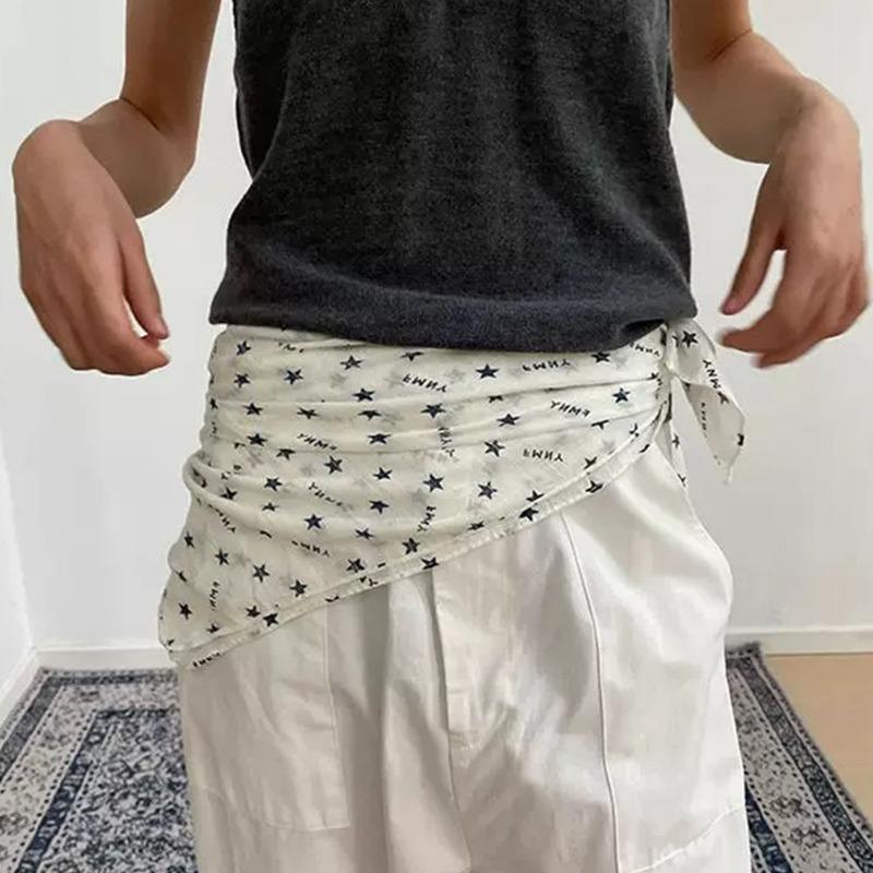 Y2K Star Hair Scarf Spicy Girl Hip Hop Punk Bandana Turban Retro Large Square Streetwear Breathable Punk Versatile Silk Scarf