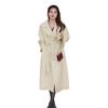 Women Winter Overcoat with Belt Turn-down Collar Pockets Pure Color Cardigan Mid Length Coat Thermal Long Sleeves Commuting Dating Winter Coat