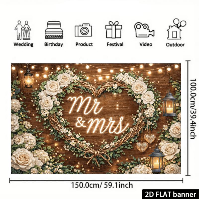 1 шт. Свадебная деревянная табличка Mr Mrs, розы, свечи, декорация, фон, задник, украшения для фотостудии, фотобудки, вечеринки