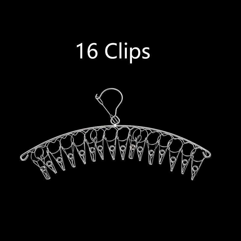 16 прищепок из нержавеющей стали, ветрозащитная вешалка для одежды, 16 зажимов, вешалка для сушки носков, держатель для нижнего белья и носков