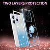For Xiaomi Redmi Note 14 Pro 4G Case Ring Kickstand TPU Flowers Phone Cover Gradient Glitter