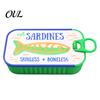 Whimsical Jewelry Container Sardine Tin Box with Fishbone, PLA Vintage Compact Size Decorative Vanity Accessory Organizer, Portable Storage