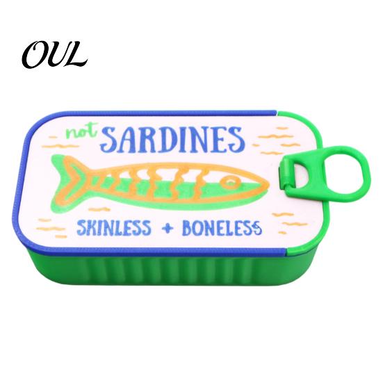 Whimsical Jewelry Container Sardine Tin Box with Fishbone, PLA Vintage Compact Size Decorative Vanity Accessory Organizer, Portable Storage