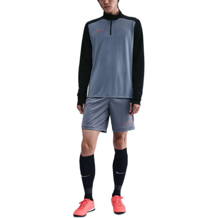Nike Мужская футболка для футбола с блоками цвета, приталенная, с воротником-стойкой, длинным рукавом, топ HJ3784-066